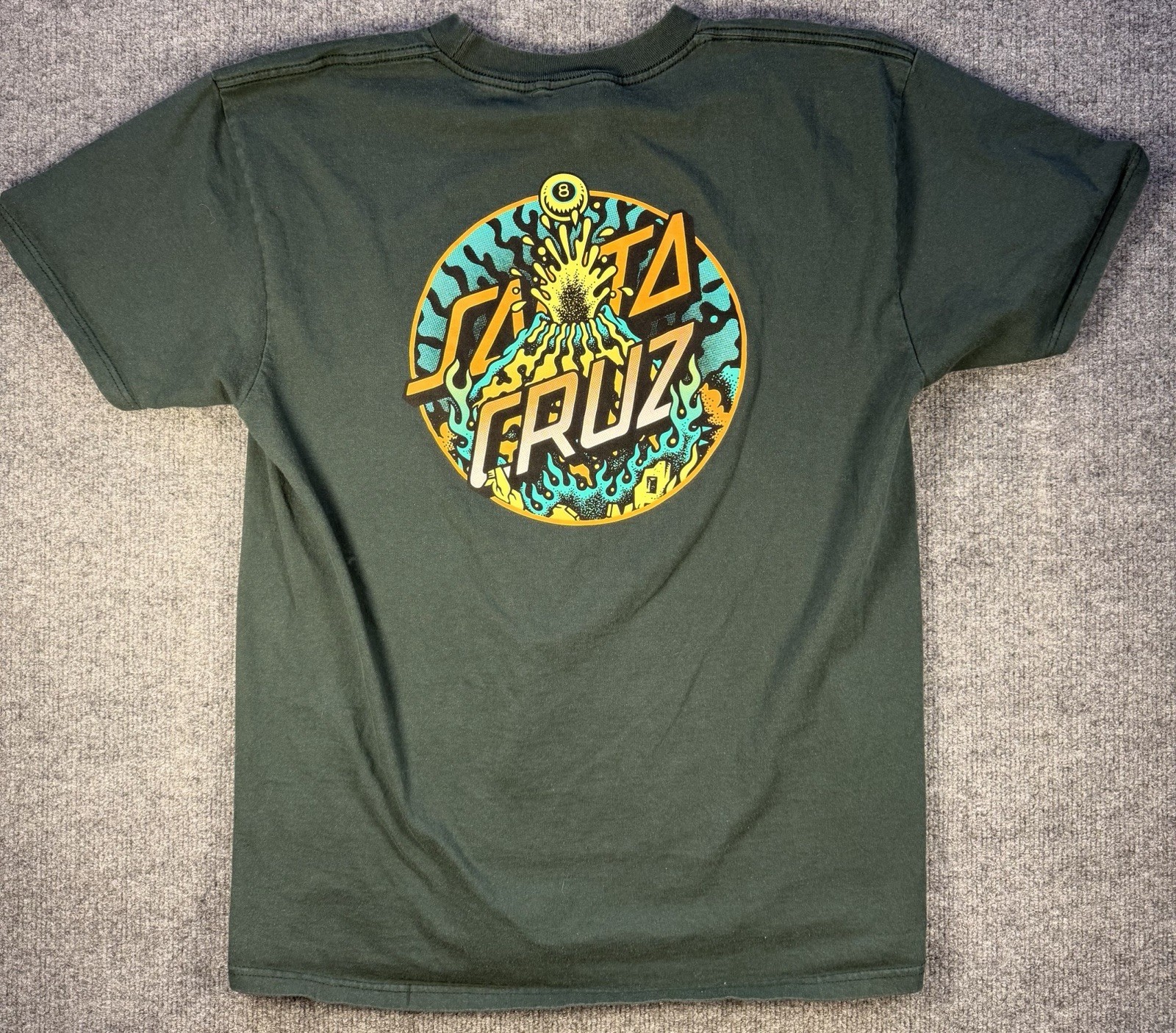 Santa Cruz Skateboards T Shirt Large Green Flame Logo Graphic Skate Tee L
