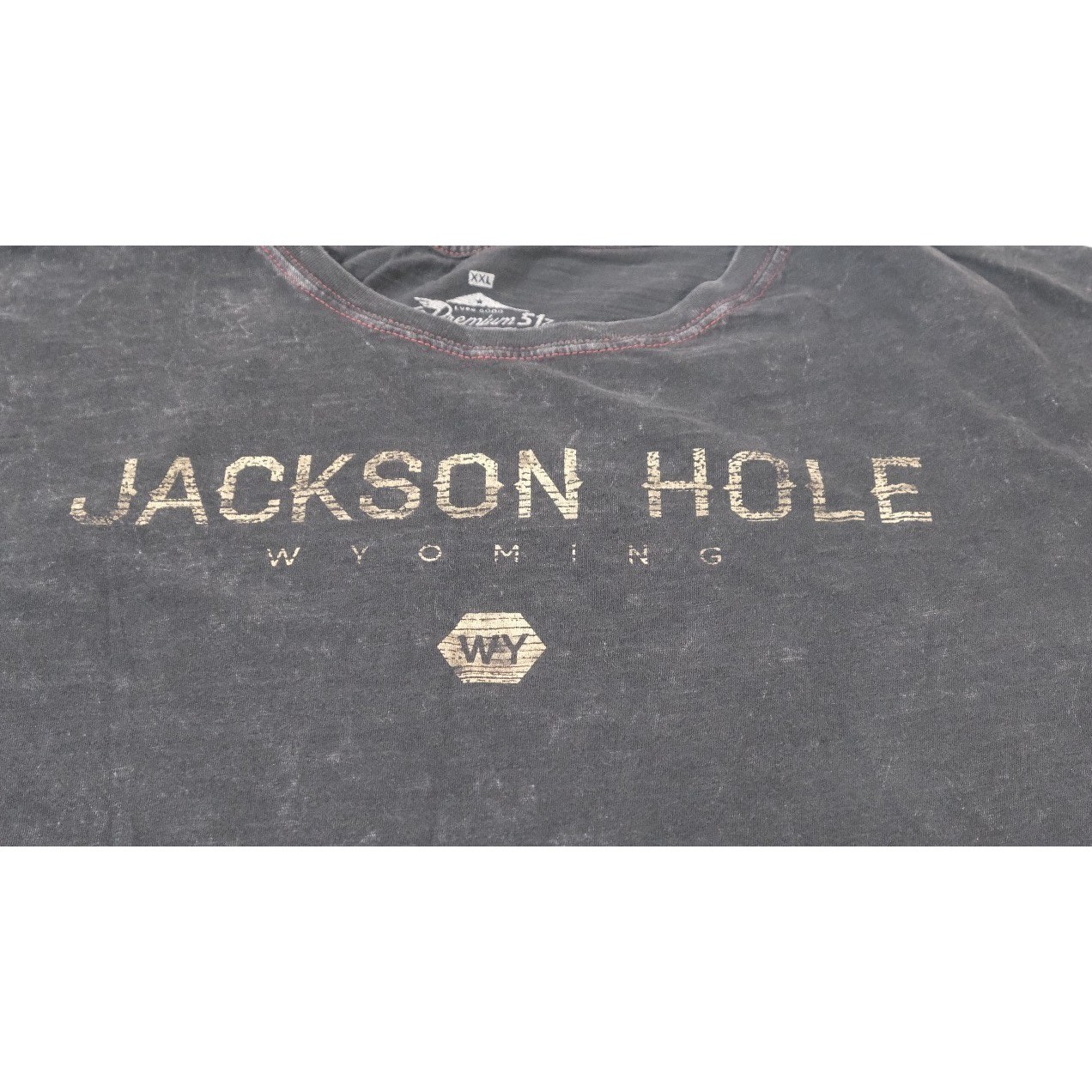 Premium 51 T-Shirt Mens XXL Gray Jackson Hole Wyoming Acid Wash Cotton gallery