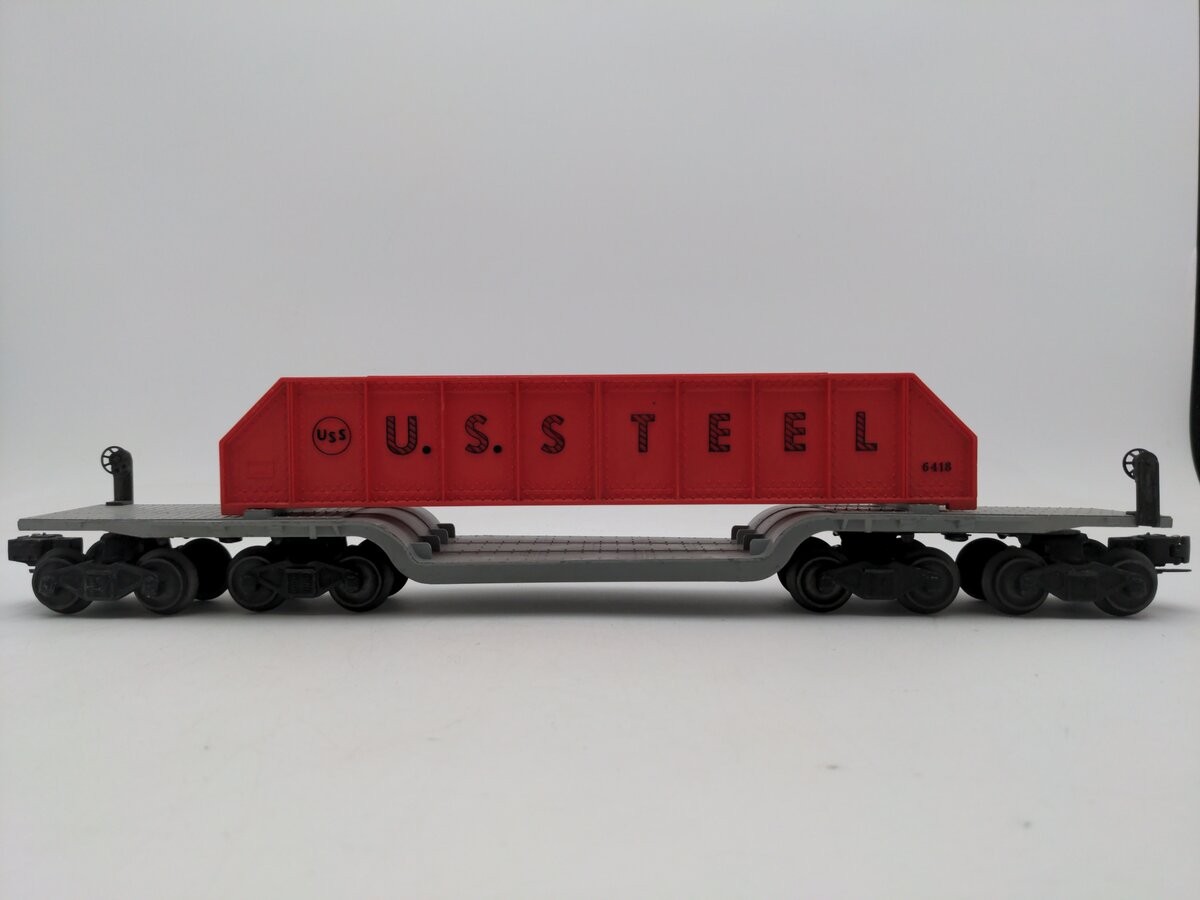 Lionel 6418 Vintage O 4 Truck Die-Cast Machinery Car with Pinkish Red Girders EX