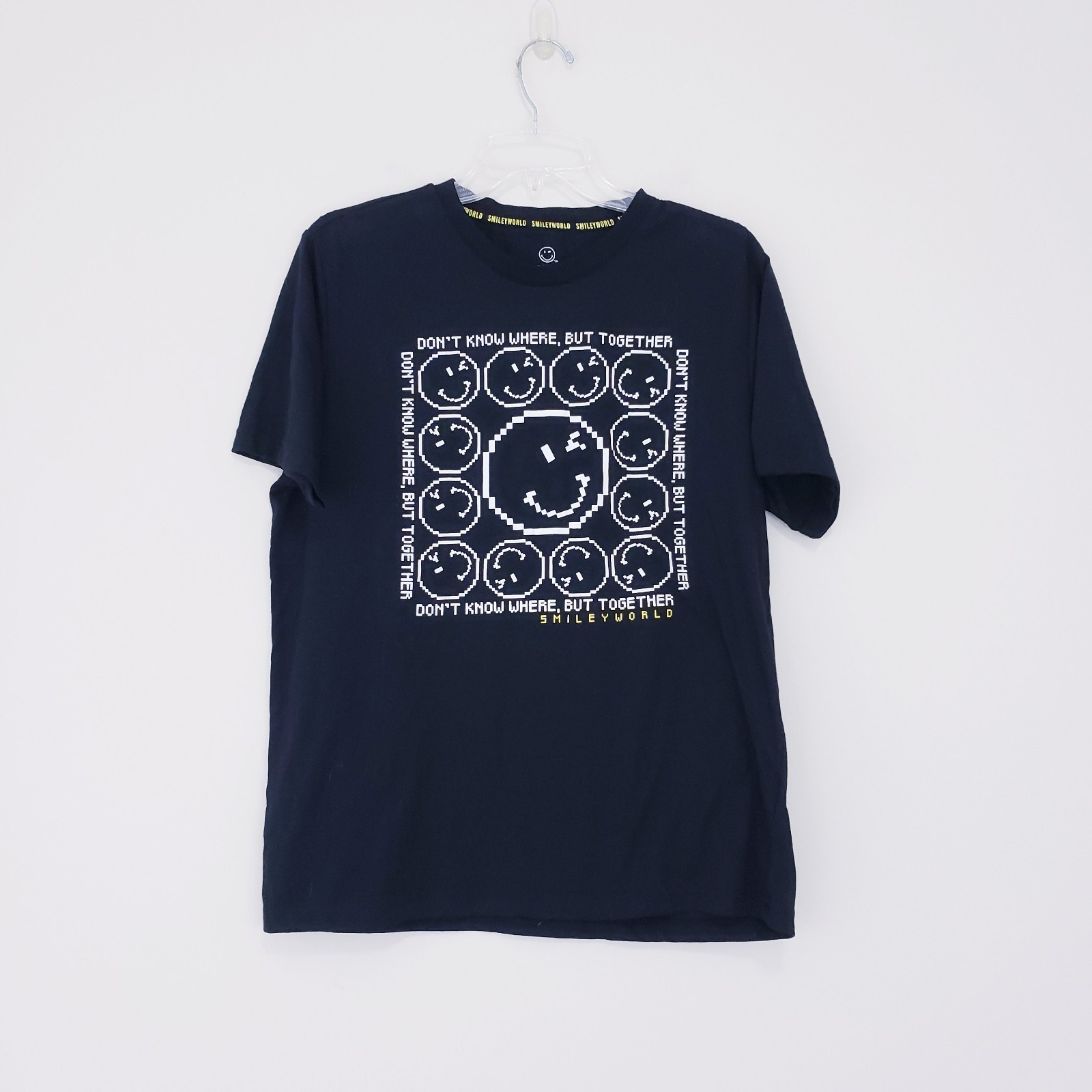 Smiley World Black Graphic T-Shirt Don't Know Where But Together Large Rare gallery