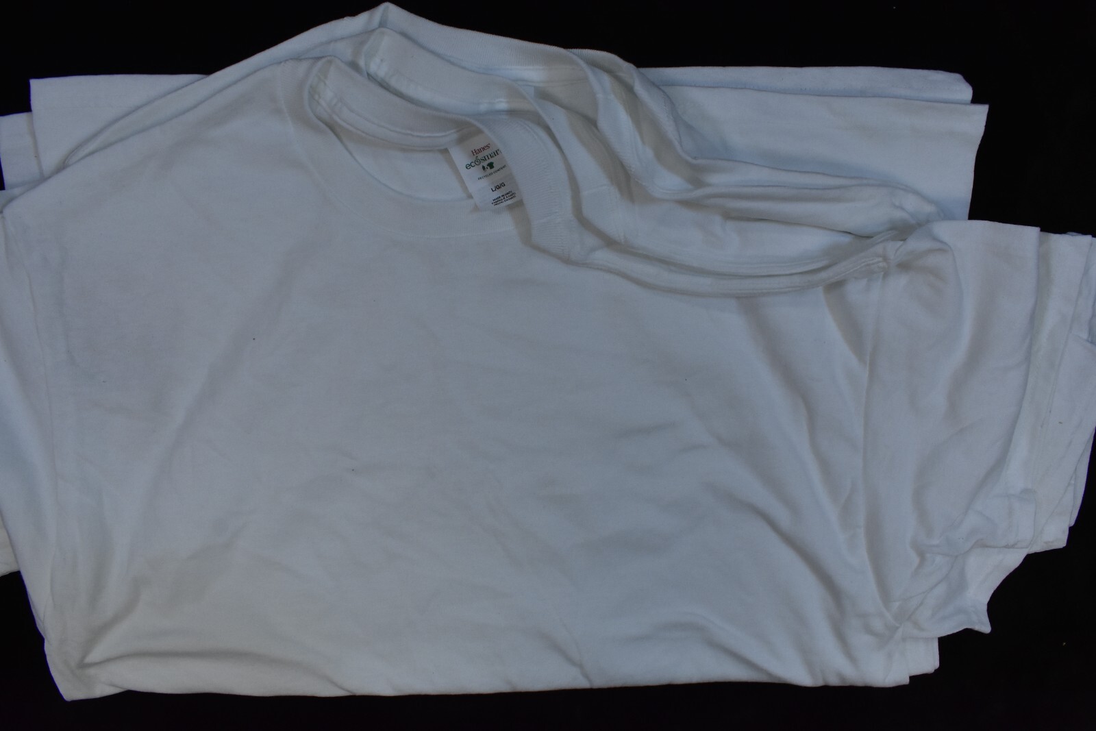 Hanes Ecosmart Adult Blank Plain White Short Sleeve T-Shirts Large Lot of 4 Pack gallery