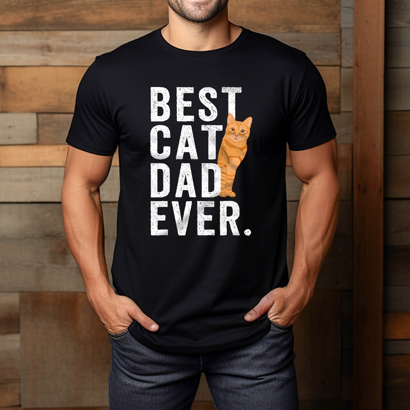 Best Cat Dad Orange Tabby Cat Dad Orange Tabby Cat Owner T-Shirt gallery