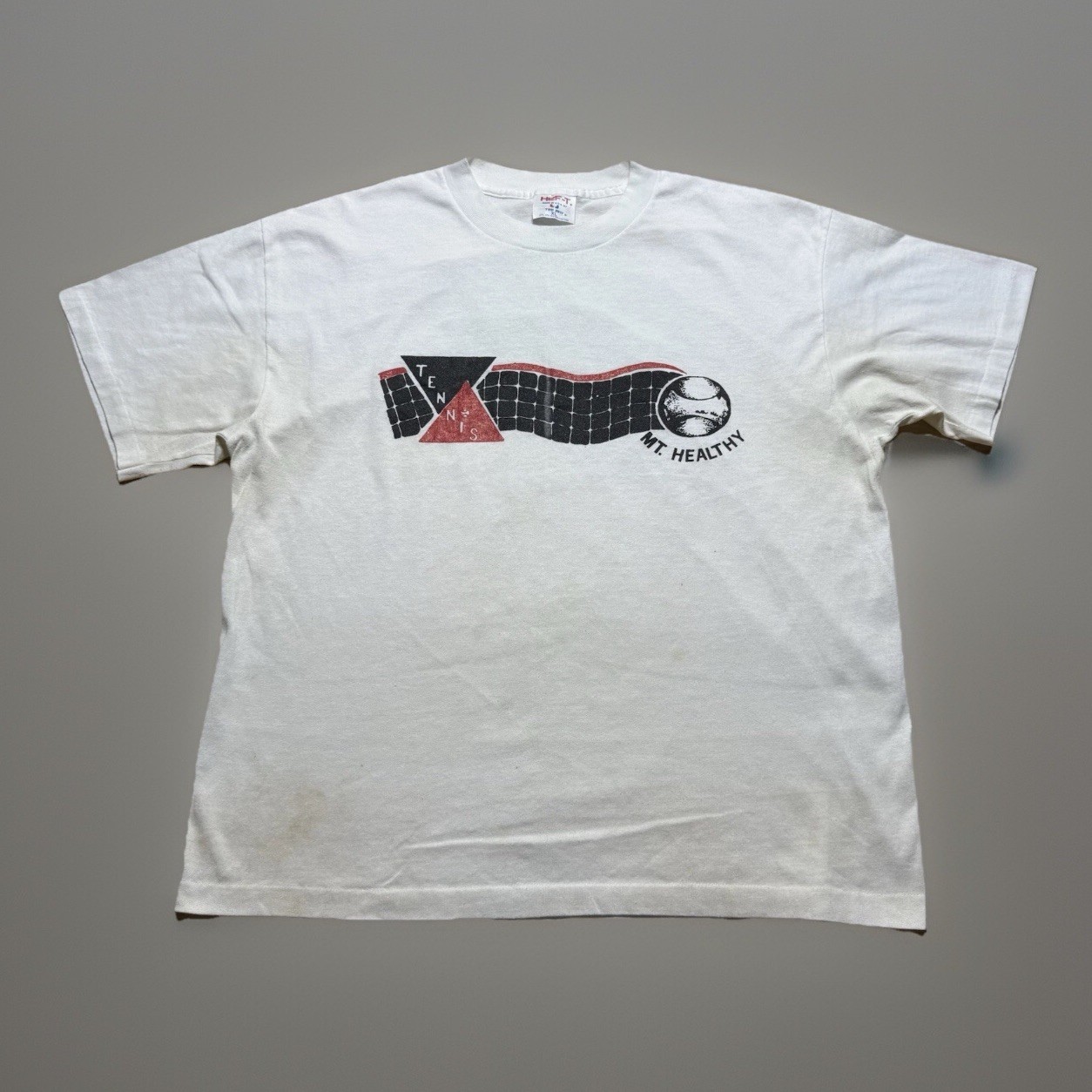 Vintage 80s 90s Mt. Healthy Tennis T-Shirt Mens Size XL Graphic Sports Tee White gallery