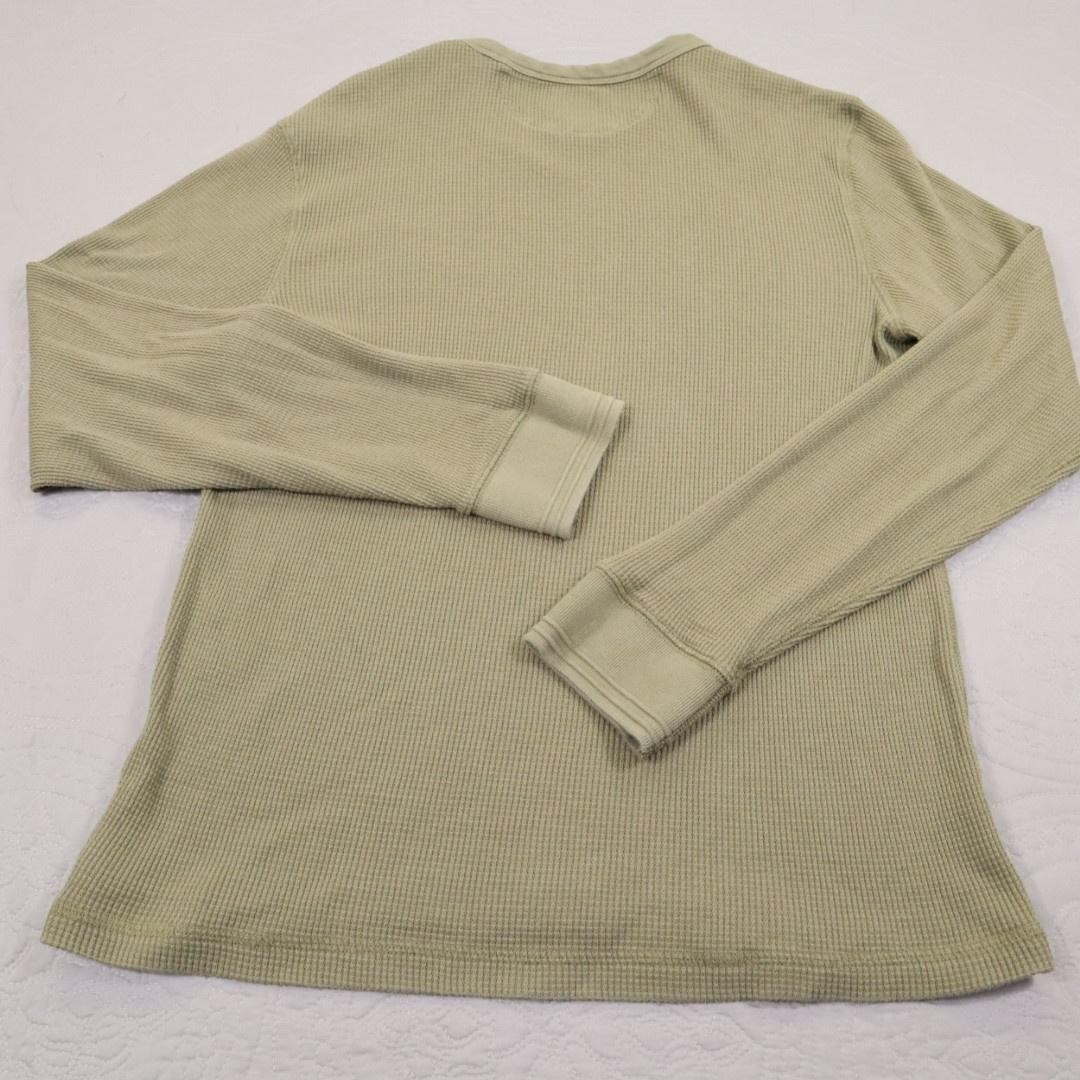 Faherty Thermal Shirt Mens Large Green Waffle Knit Long Sleeve Crewneck Pima gallery