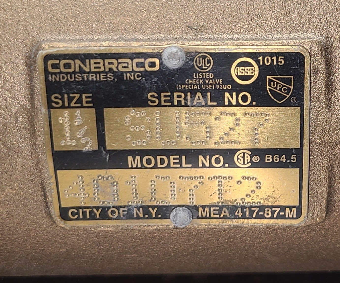 Conbraco 40107T2 40-107-T2 Backflow Preventer 1-1/2″ with Ball Valves **Used**