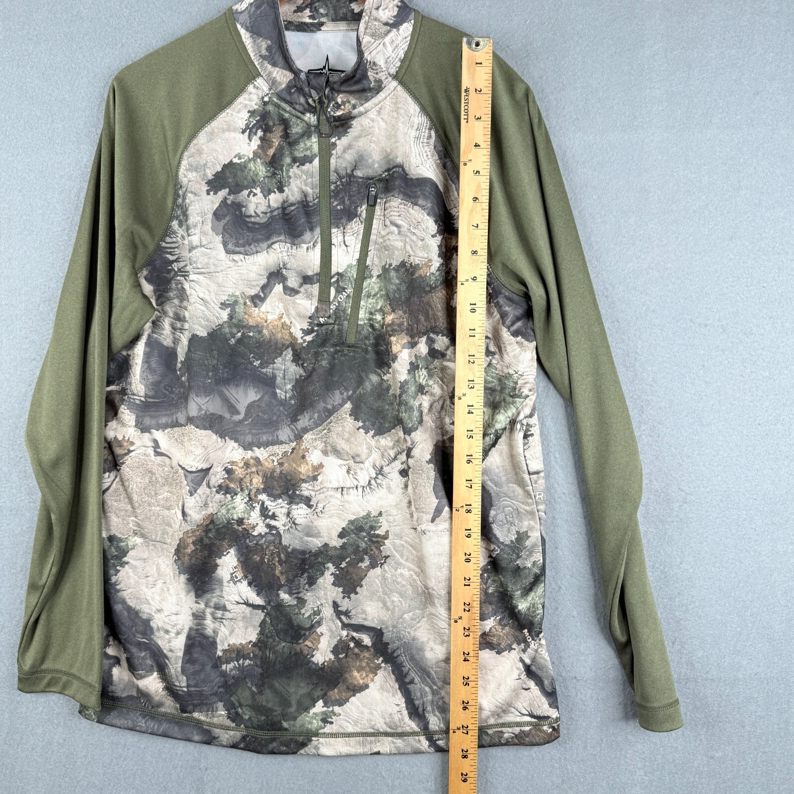 Habit Shirt Mens Medium Camouflage Scent Factor Mossy Oak 1/4 Zip Pullover gallery