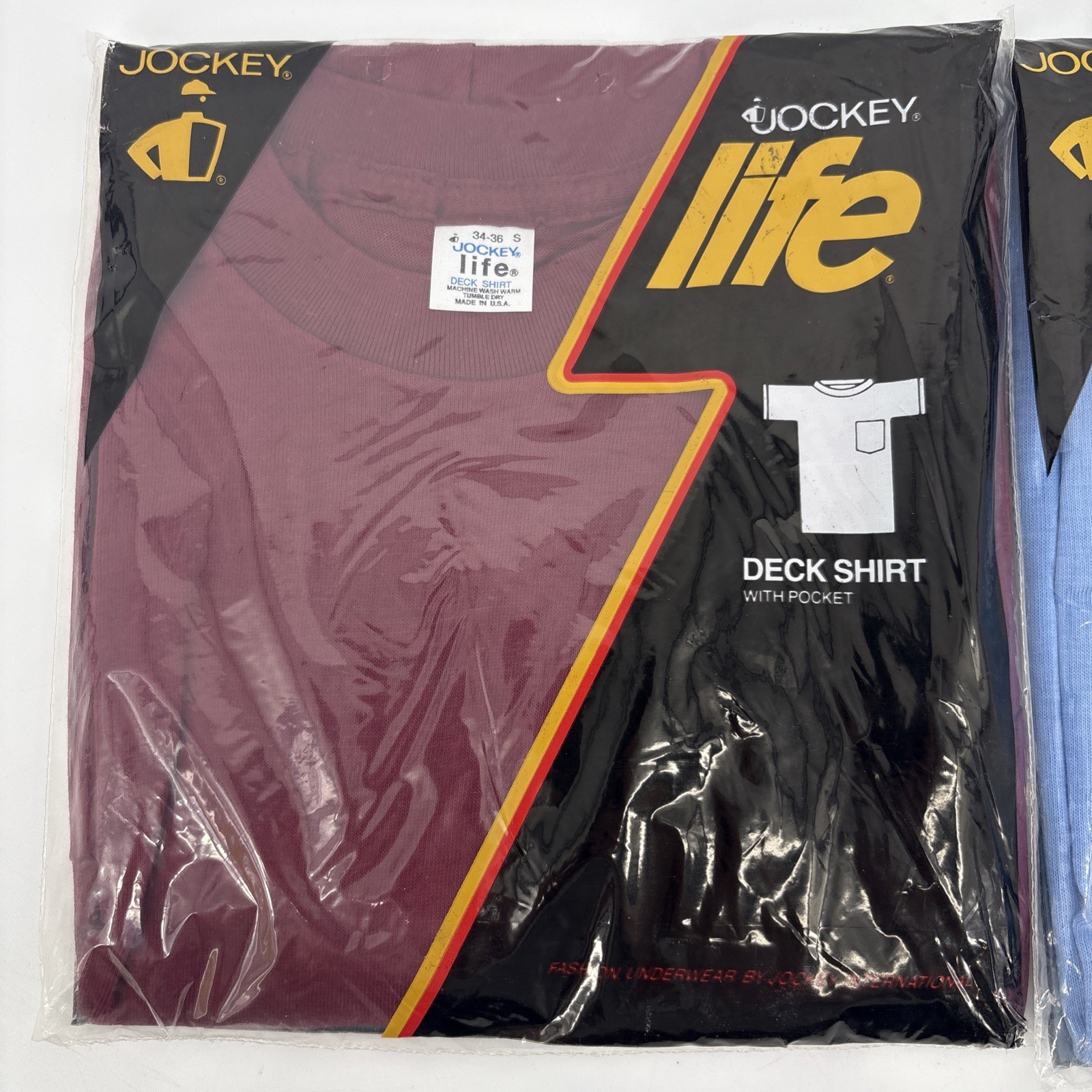 2 Vtg 1981 Jockey Life Deck T-Shirt Small 34-36 Sealed Made In USA NOS Deadstock gallery