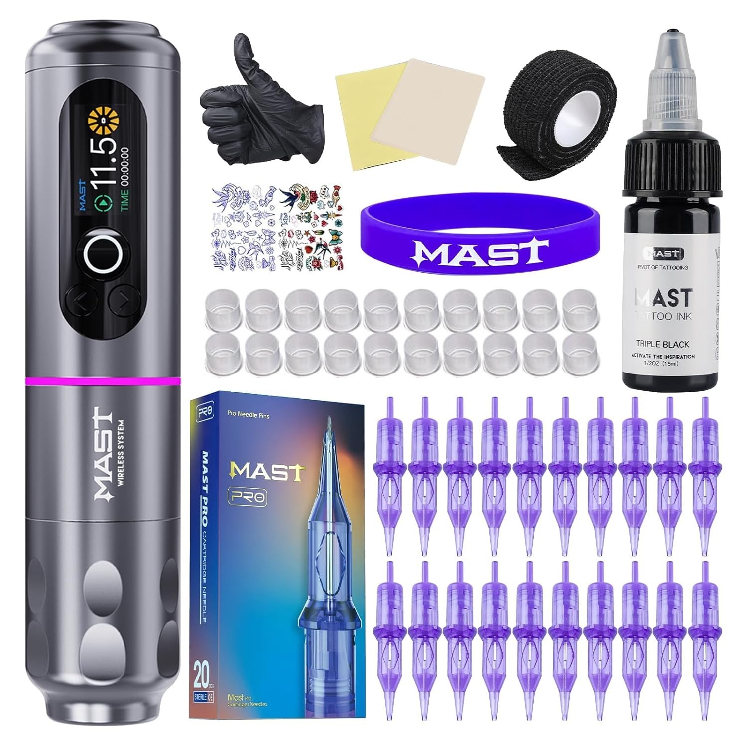 Mast Tattoo Archer2 Wireless Tattoo Gun Kit Rotary Battery Pen with Mcore-R1