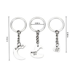 3 Pcs Heart Matching Keychains for Big Sister Middle Sister Little Sister