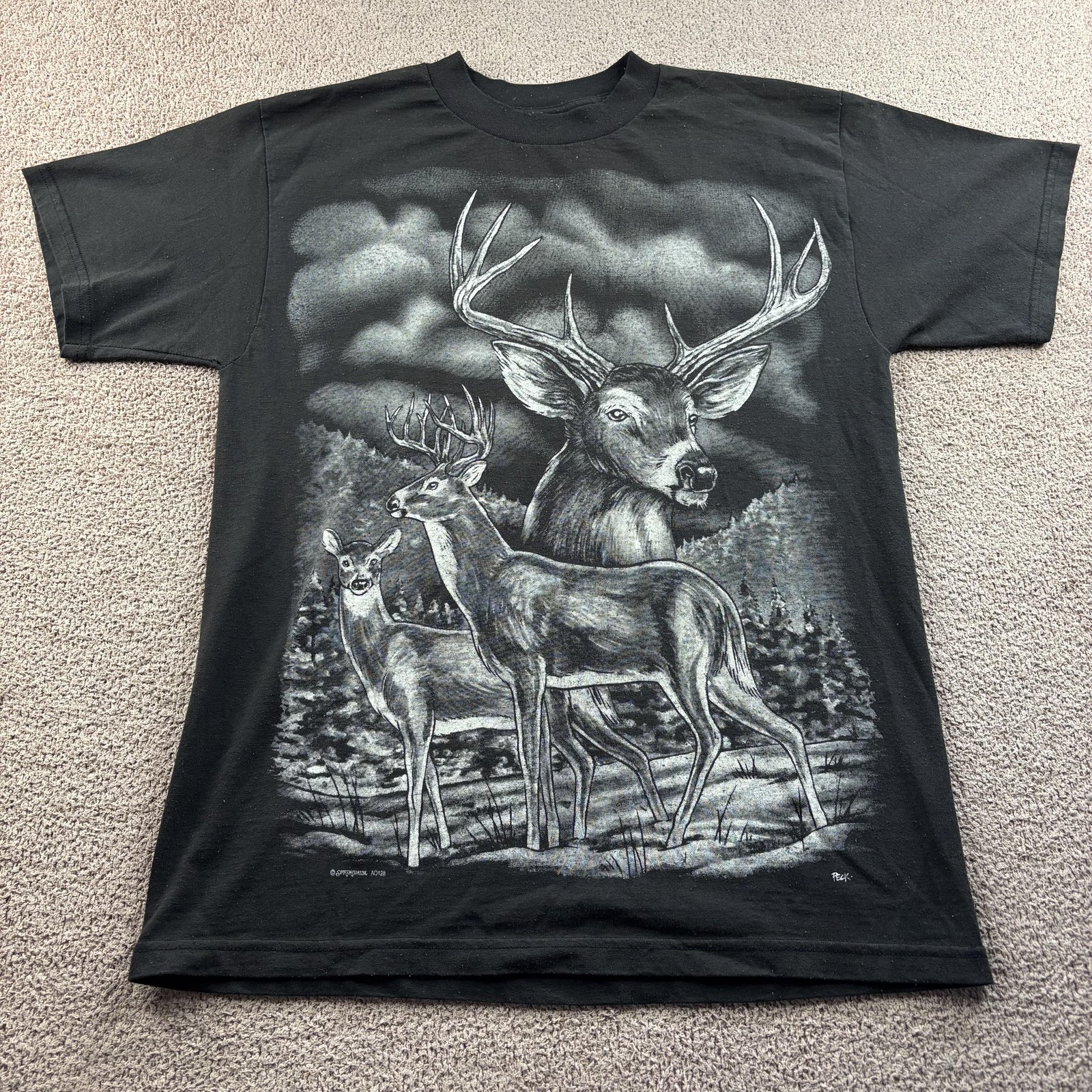 Vintage Springhill Double-Sided Deer Nature Graphic Print Size Small Black gallery