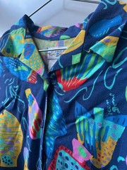 Ken Done Vintage Novelty Print Button Up Fish Pop Art Oceancore Deep Sea – S