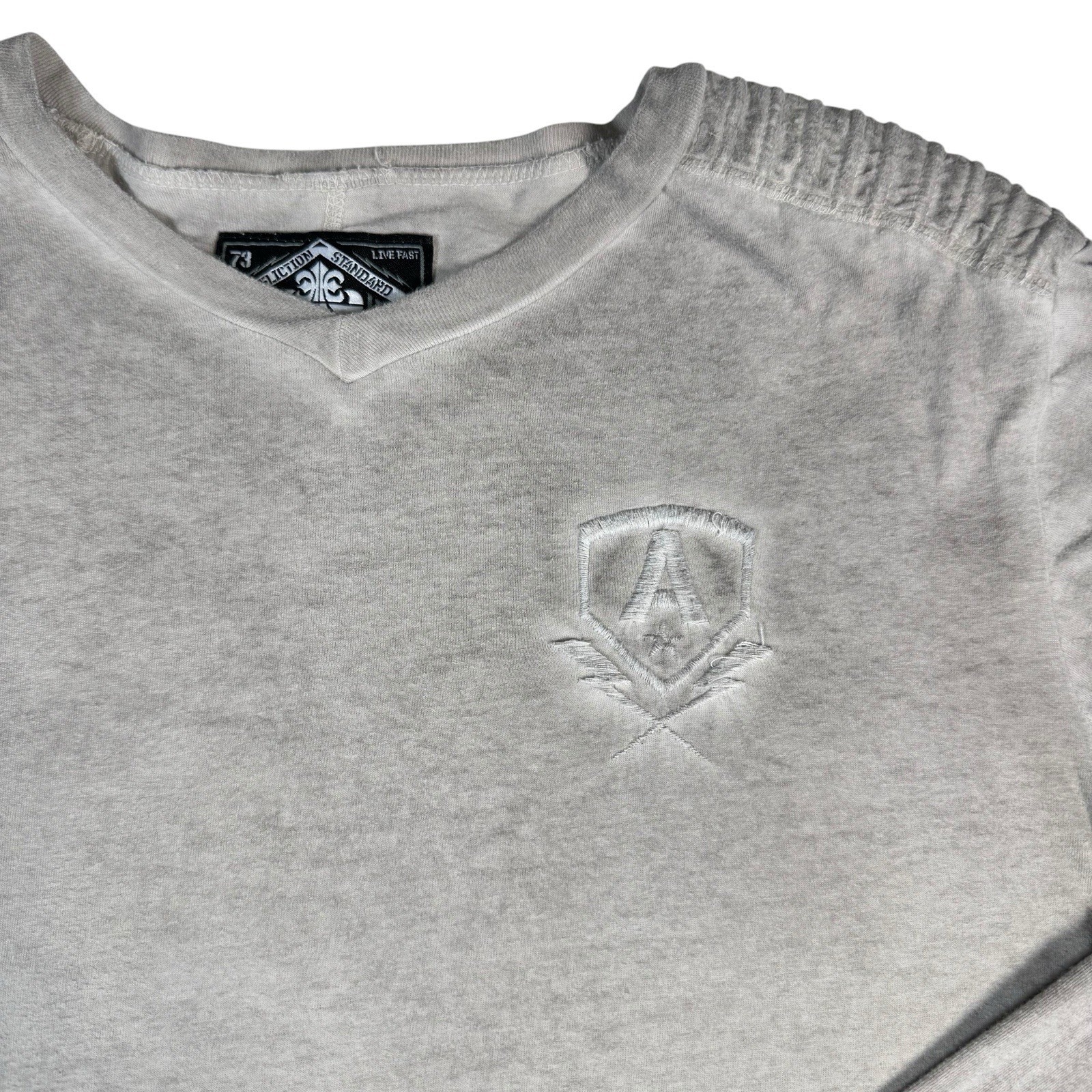 VTG Y2K Affliction Thermal Long Sleeve Shirt Men’s M Gray Biker Grunge USA Made gallery