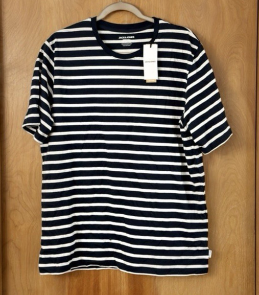 Jack & Jones Men's Jjeorganic Basic Short Sleeve Striped T Shirt Tee Size XL NWT gallery