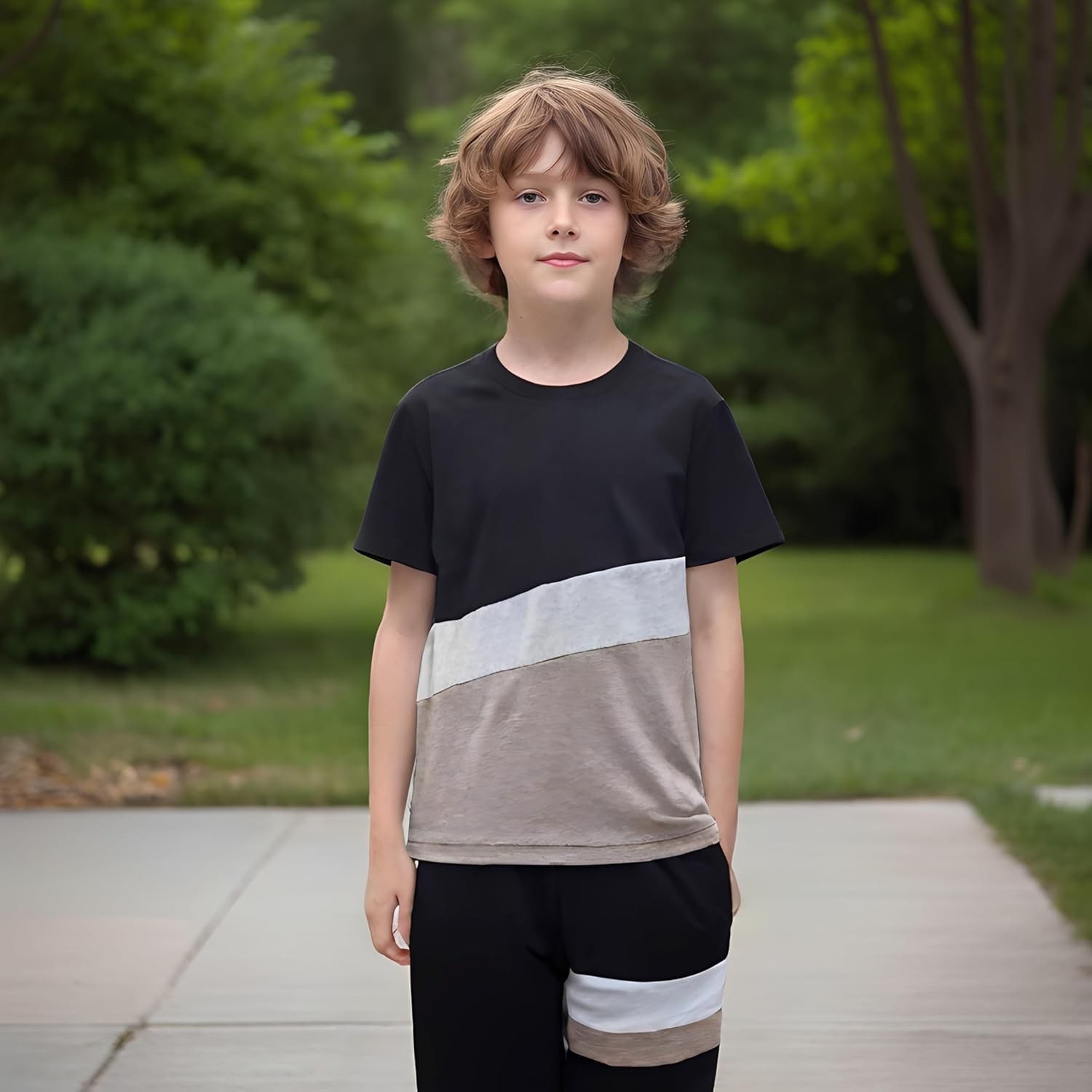Boys Clothes Size 4-13 Years Short Sleeve T-Shirt & Pants 2-Piece Set Casual Boy gallery