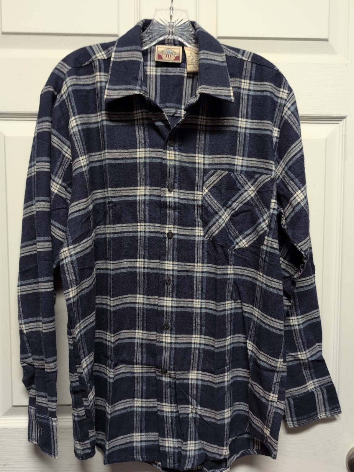 US Blues. Mens Shirt Size M Blue Plaid Flannel Long Sleeve Botton Down gallery