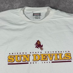 VTG ASU Arizona State University Sun Devils T-Shirt Mens XXL White Sparky Logo