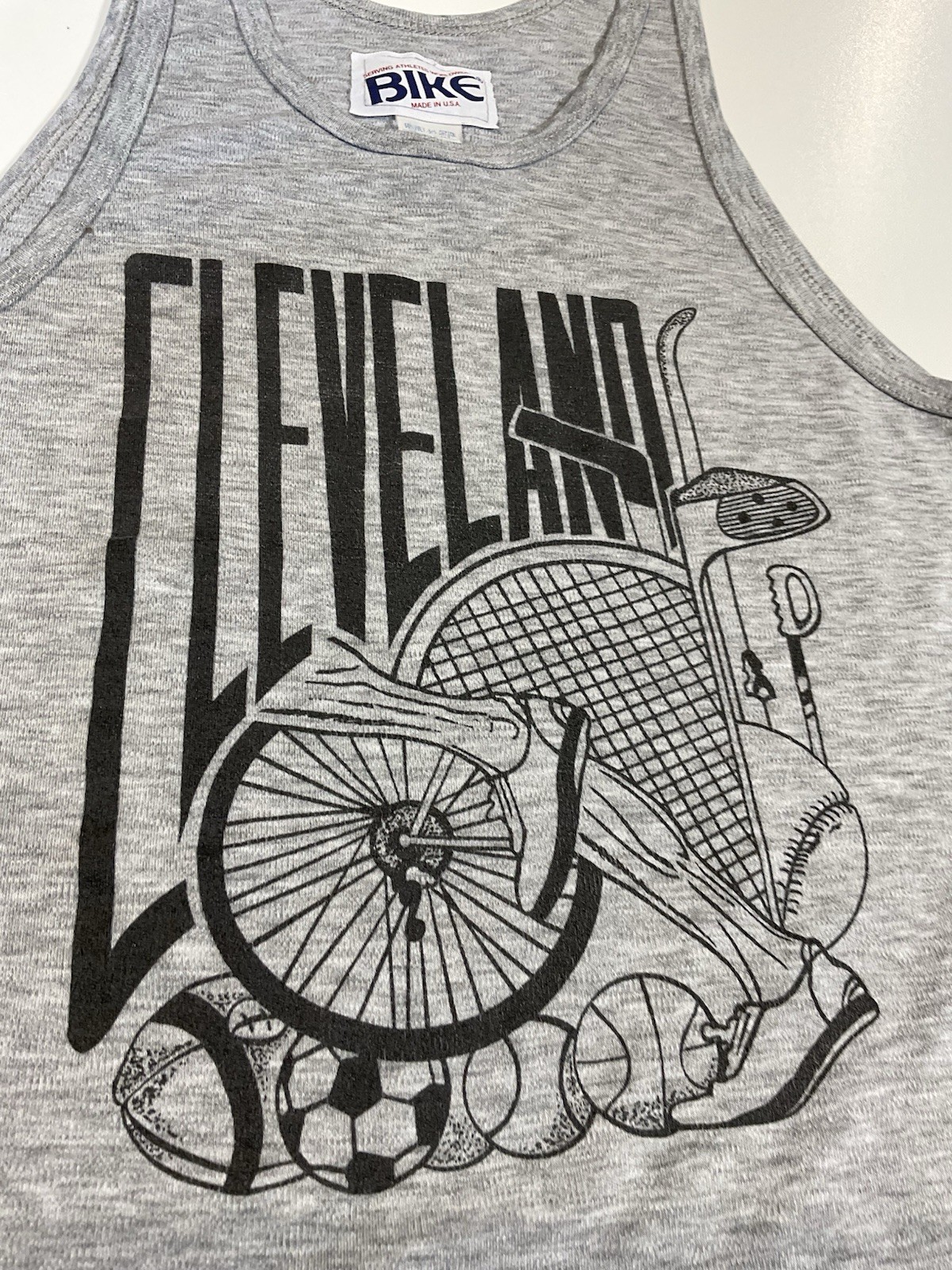 Vintage Cleveland Tank Top Sz L Sports Bike Gridiron Made In USA 90s gallery