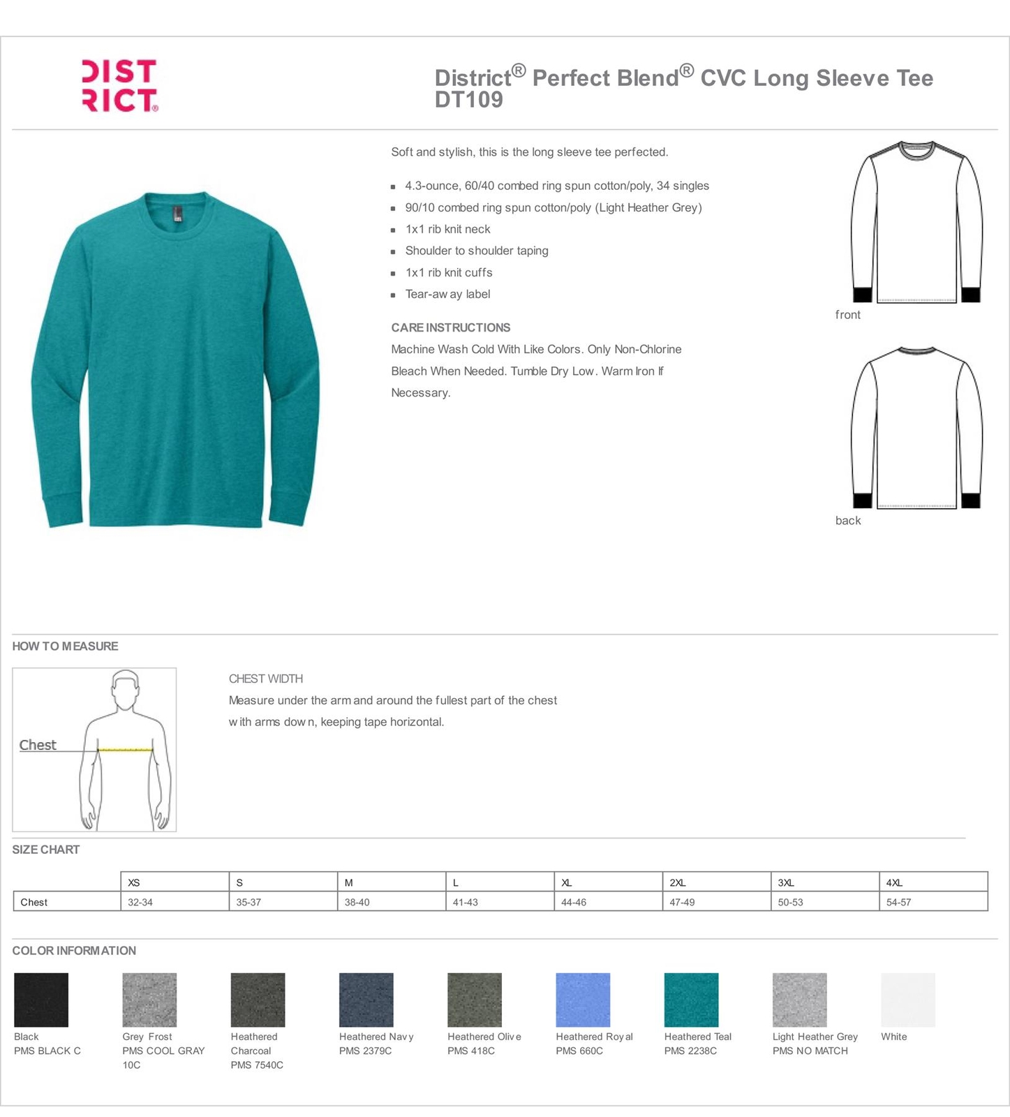 District Mens Long Sleeve Perfect Blend CVC T-Shirt DT109 gallery