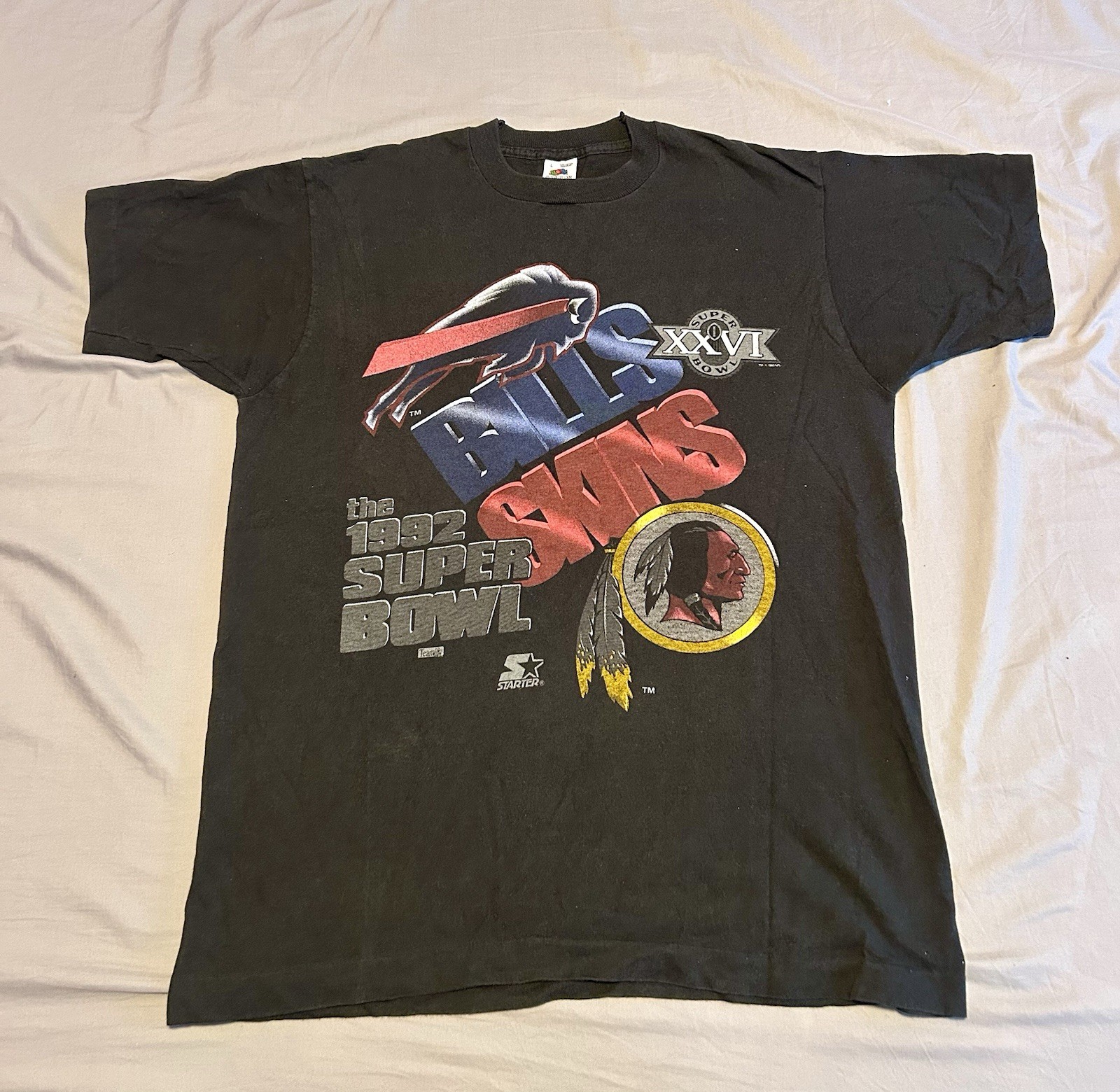 Vintage Buffalo Bills 1992 Super Bowl Starter Football TShirt Size Large