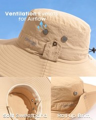 Sun Hat UPF 80+ Foldable Wide Brim Outdoor Hiking Beach Summer Hat for Travel