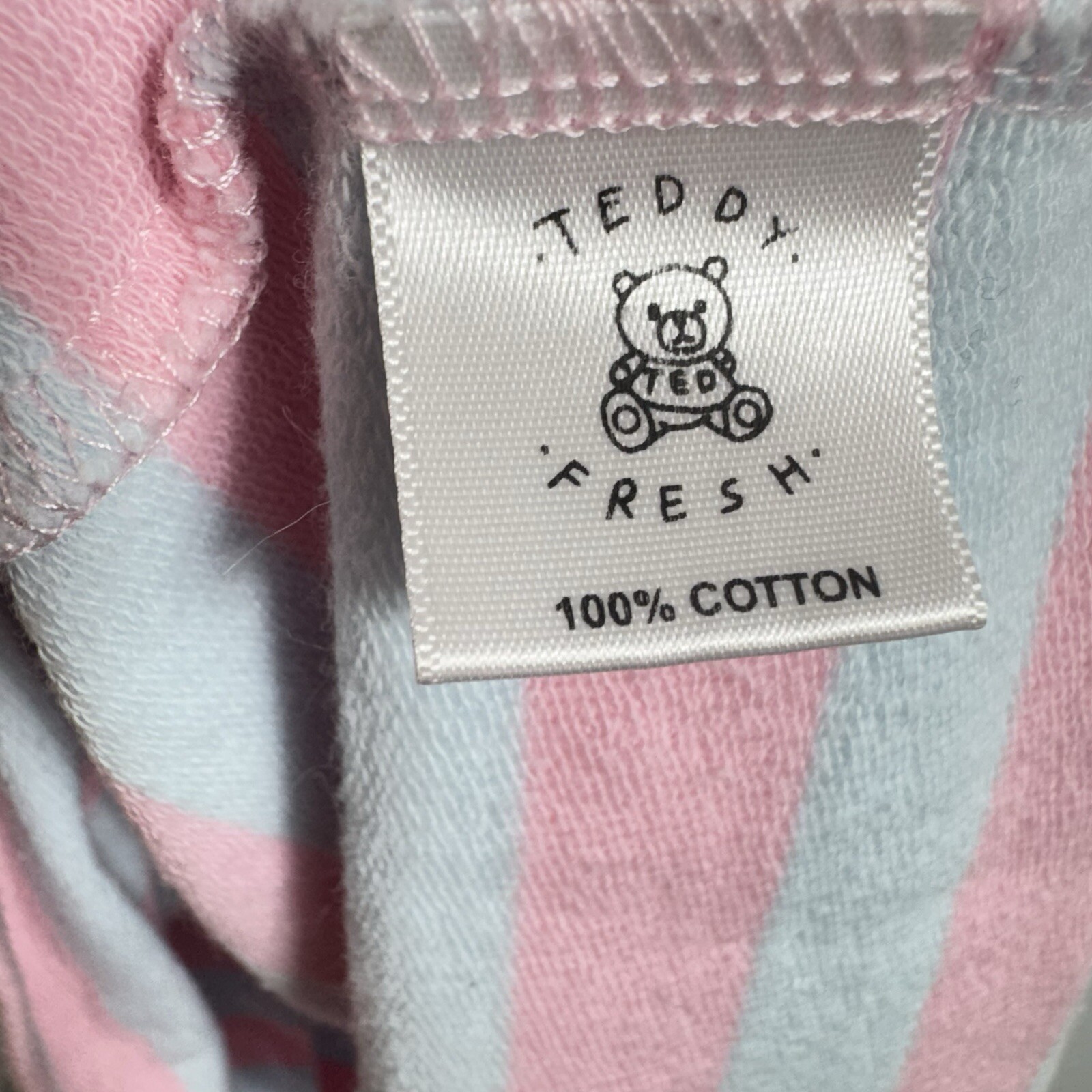 Teddy Fresh Striped Pink and Green Cotton Tee Shirt Size Men’s Large gallery