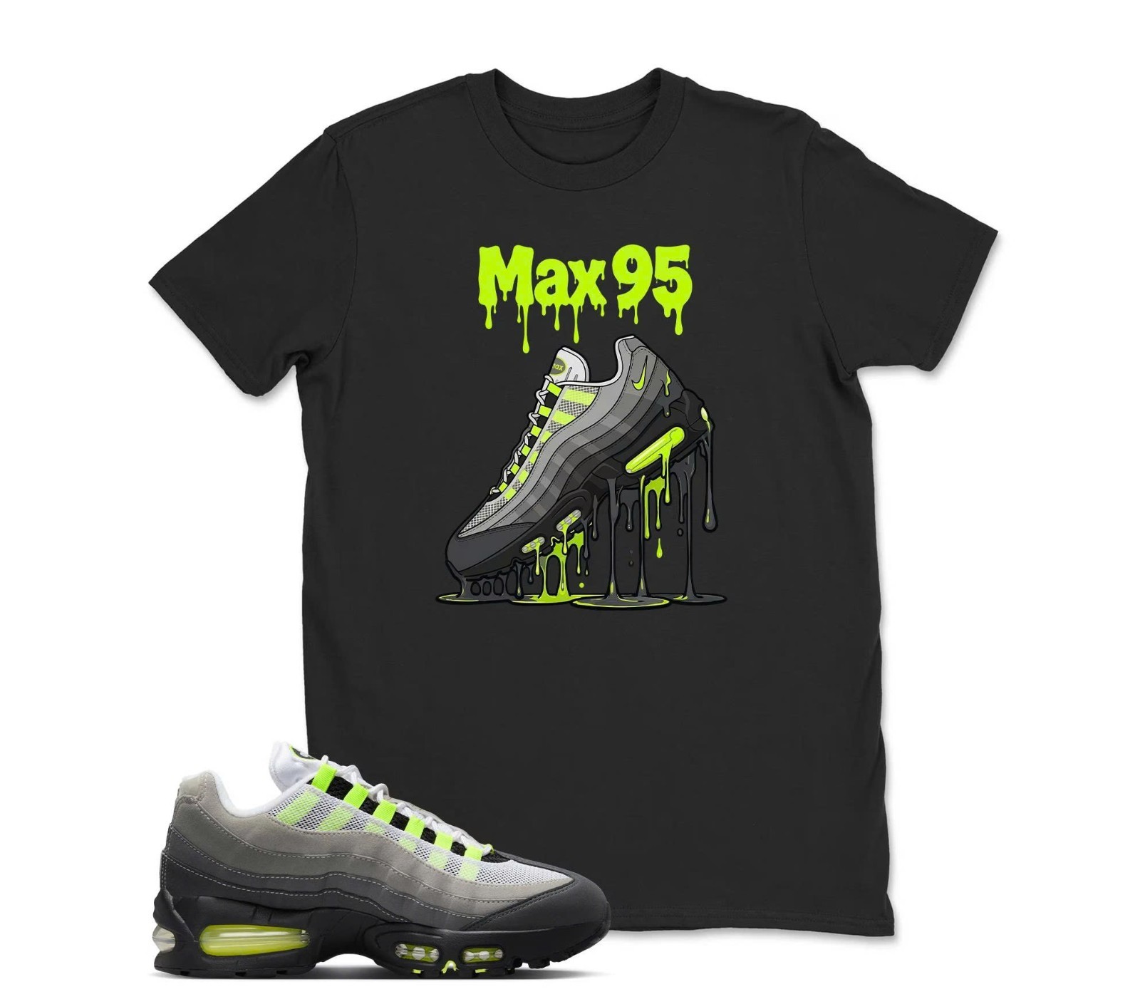 Air Max 95 Big Bubble Neon Yellow Black Cool Grey 2026 OG T Shirt Match Dipping