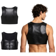 Men Trainer Workout Tops T-shirt Cropped Running Vest Tee Top Slimming Shapewear
