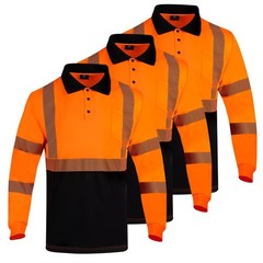 3 Pack Hi Vis Safety Reflective Long Sleeve Polo Shirts for Men ANSI Class 3 …