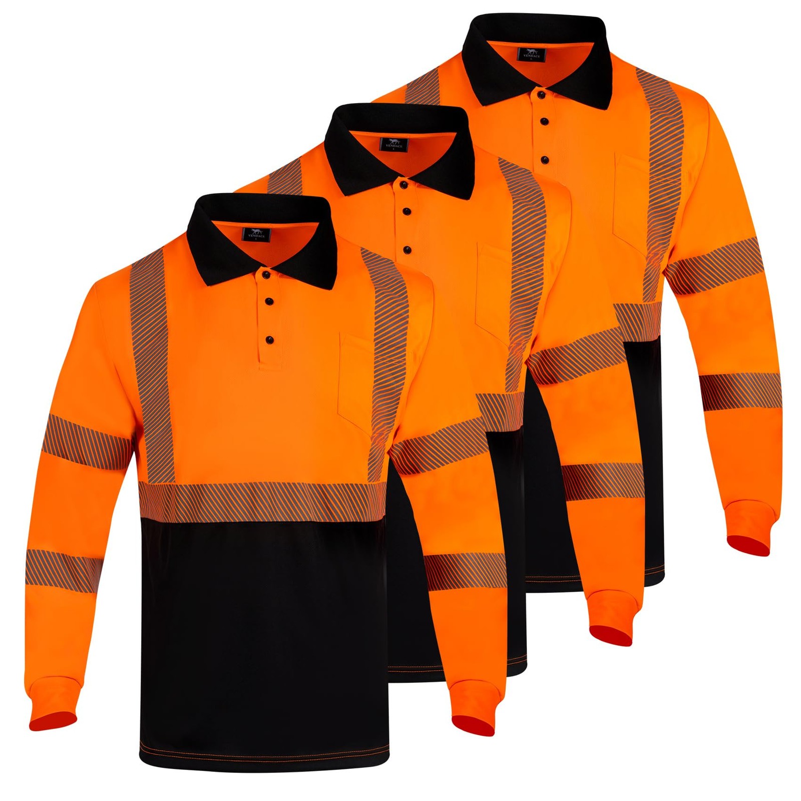 3 Pack Hi Vis Safety Reflective Long Sleeve Polo Shirts for Men ANSI Class 3 ... gallery