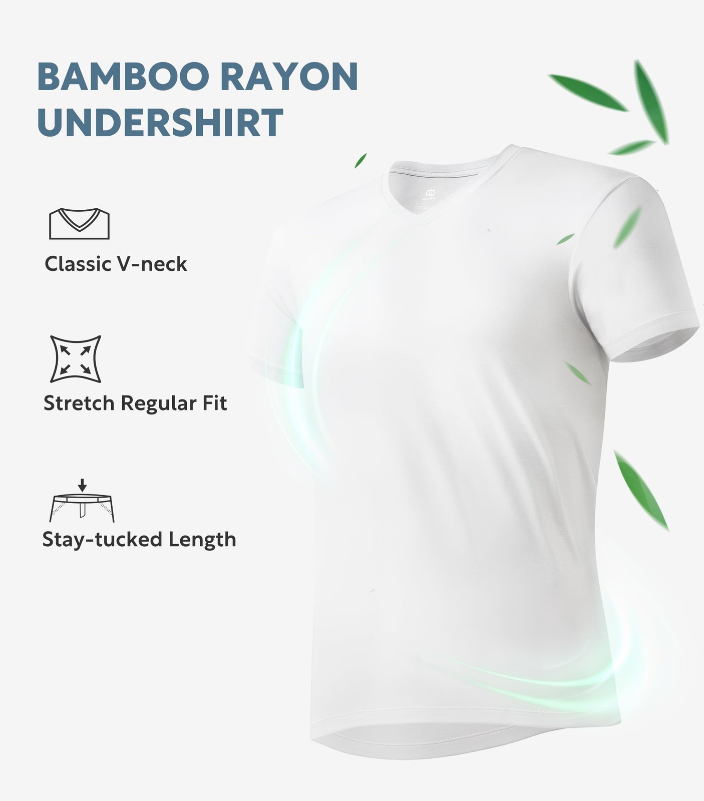 DAVID ARCHY Men's Undershirt Bamboo Rayon MoistureWicking White TShirts Stret... gallery