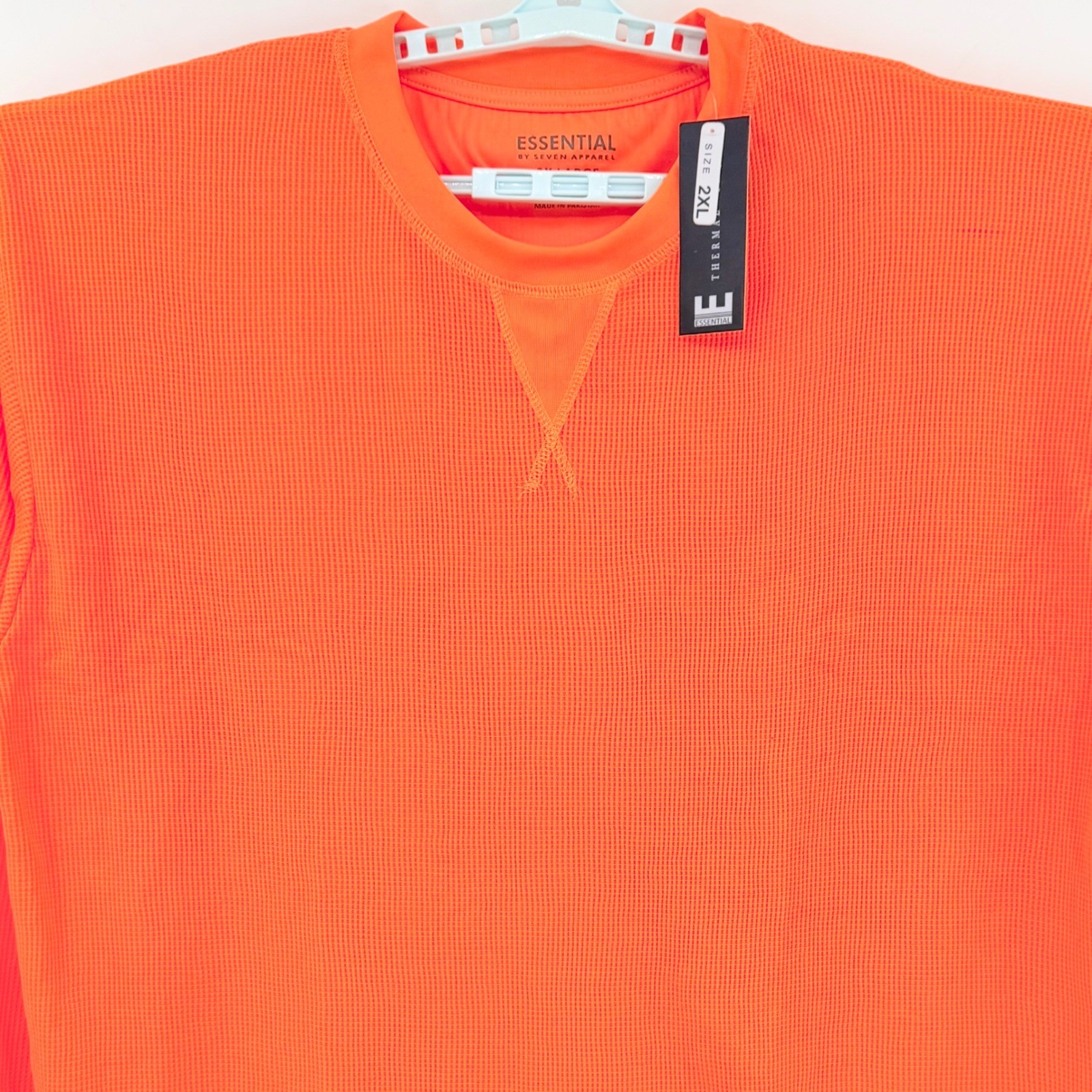 Essential by Seven Apparel Men's Orange Waffle Knit Thermal Shirt Size 2XL NWT gallery
