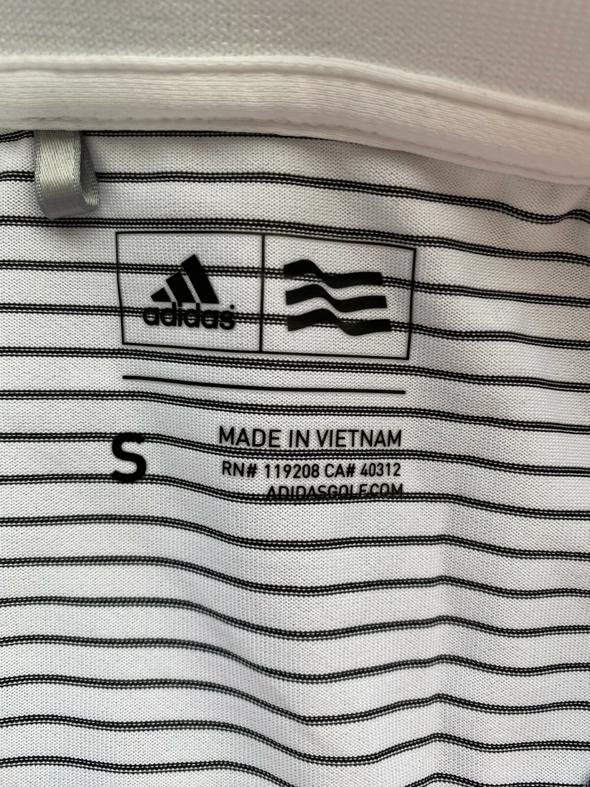 Adidas Sport White Striped Polo Men Adult T Shirt Size S gallery
