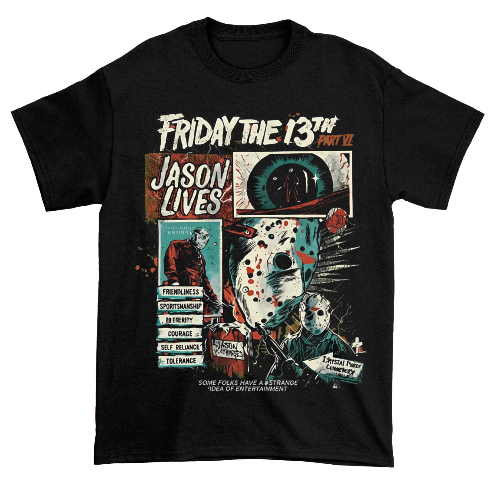 Rare Friday The 13th Jason Voorhees Cotton Black Tee Shirt Men and Women LH516