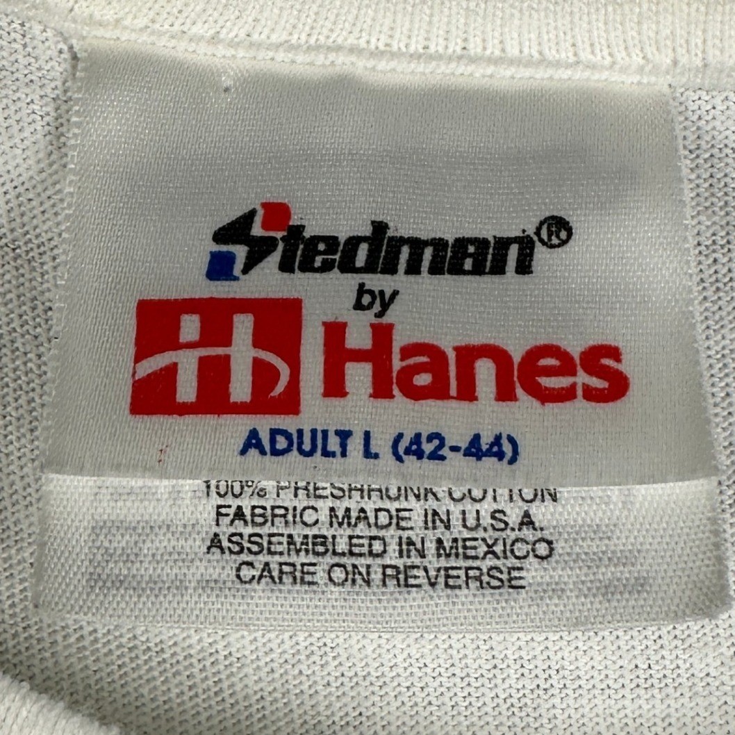 Vintage Stedman Hanes T-Shirt Mens Large White Royal Carribean Single Stitch USA gallery