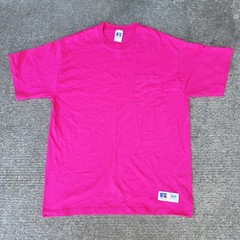 Vintage Russell Athletic Rose Pink Blank 100% Combed Cotton Pocket Shirt Large