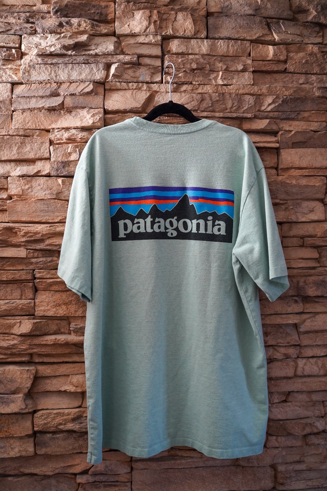 Patagonia Responsibili-Tee Men’s M Sage Green Cotton Crew Neck Logo Graphic Tee gallery