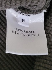 SATURDAYS NYC Olive Thermal Waffle Knit Crewneck Long Sleeve Shirt Size Medium