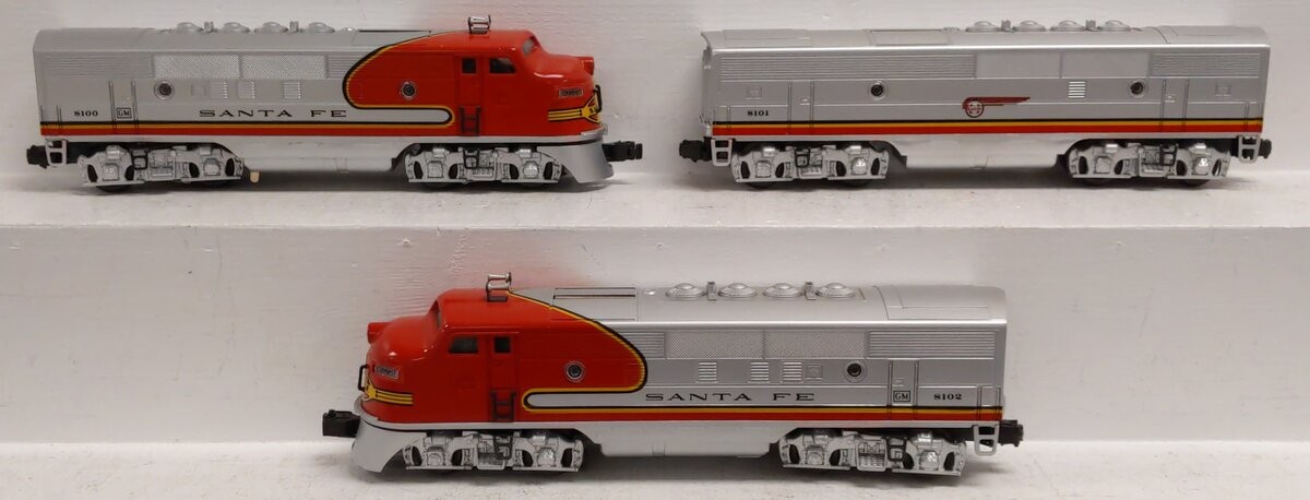 Lionel 6-11711 O Santa Fe F-3 ABA Diesel Locomotive Set #8100/8100/8102 with RS