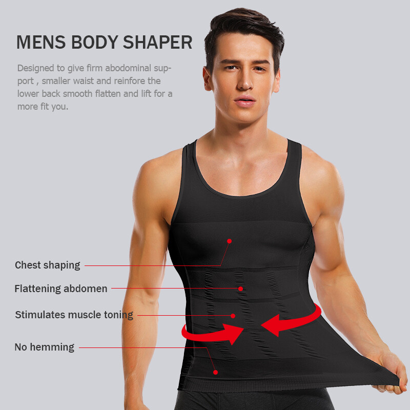 Mens Slimming Tummy Body Shaper Vest Compression T-Shirt Ultra Durable Tank Tops gallery