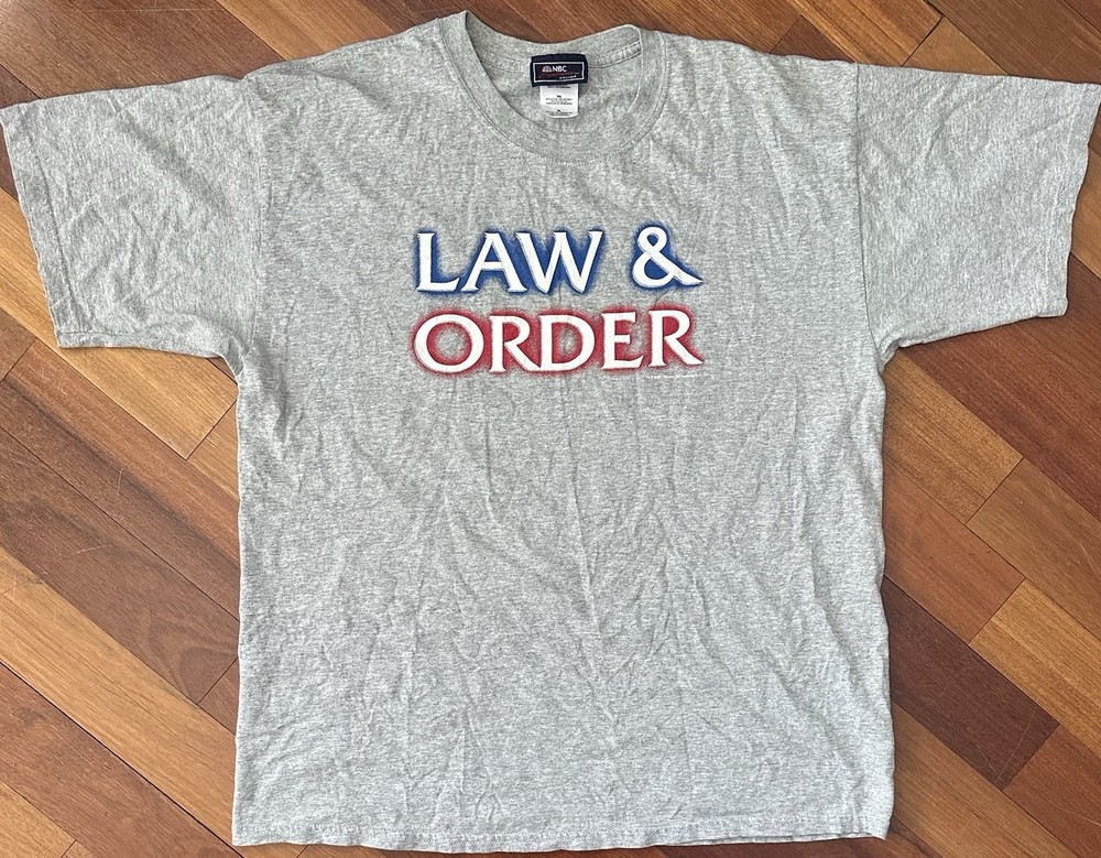 VTG Y2K NBC Experience Store Law & Order Gray Shirt TV Show Mens size XL X-LARGE