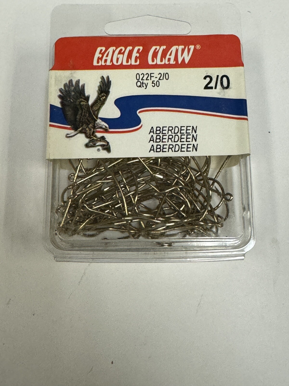 New 50CT Eagle Claw 022F-2/0 Gold Aberdeen Hooks Size 2/0 Made USA