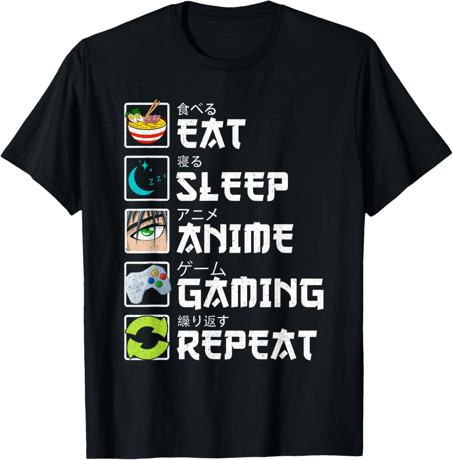 Eat Sleep Anime Gaming Repeat Kawaii Otaku Anime Manga T-Shirt gallery
