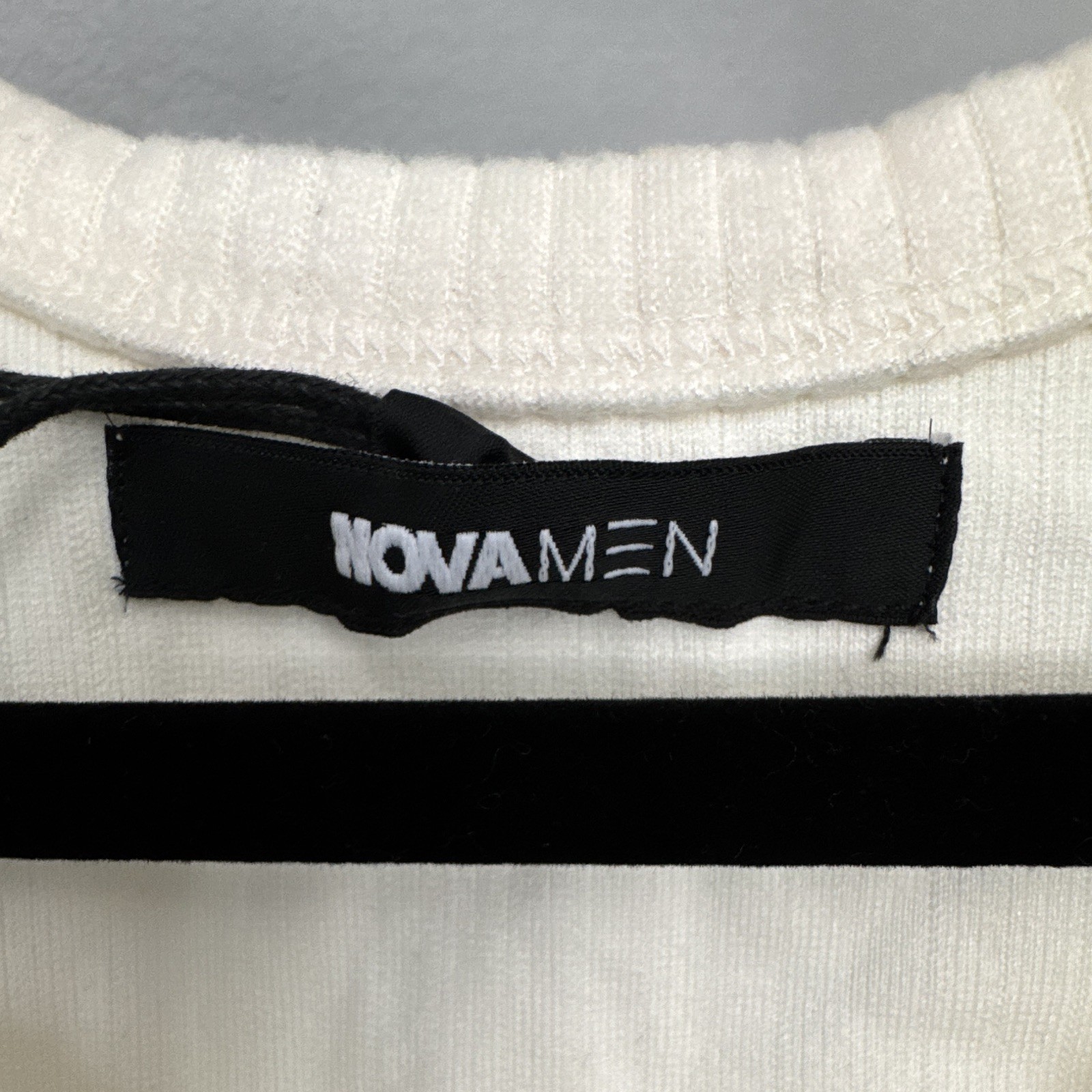 NOVAMEN Men's White Ribbed Crew Neck Sleeveless Solid T-Shirt Regular M gallery