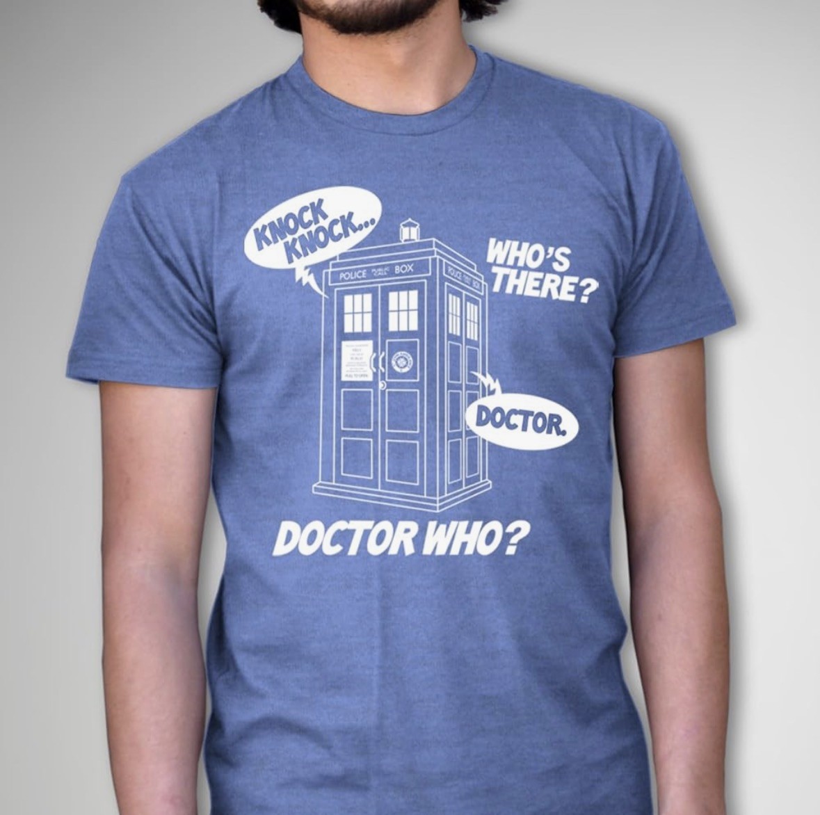 Doctor Who Tardis T-SHIRT Size L Funny Dr Who Knock Knock Joke Box #0098 gallery