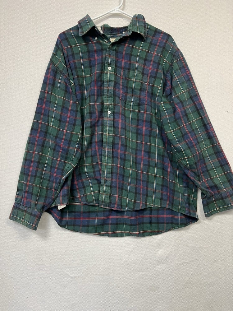 JJ Bean Size 2XL Green Button Down Shirt