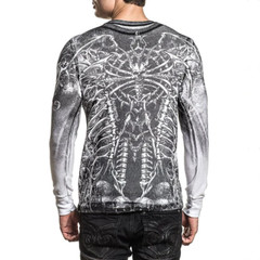 Xtreme Couture by Affliction Men’s Thermal Shirt CATACOMBS Skull Biker White