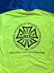 IATSE Local 917 Atlantic City Stagehands Union T-shirt, Safety Yellow/Green, New