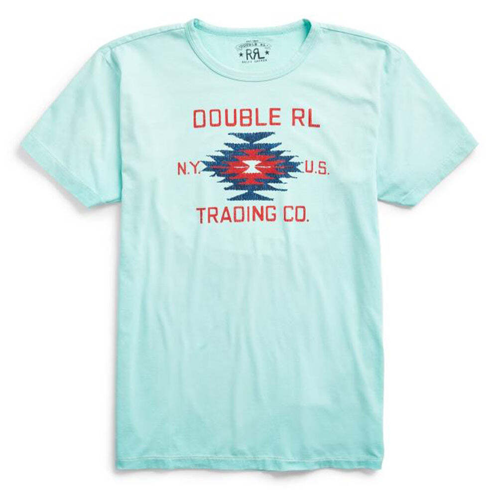 Ralph Lauren RRL Turquoise 1940’s Graphic Logo Double RL Trading Co. T-Shirt New