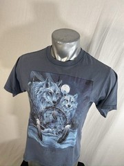 VTG Alaska 90s Mountain Style Snow Wolf Nature Tee M Band Dream Catcher Tribal