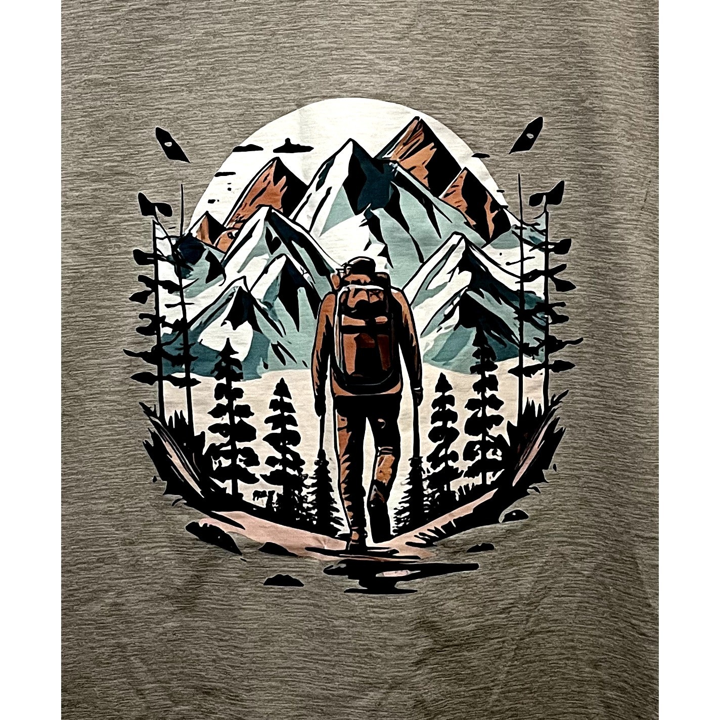 Hiking Outdoor Tan T-shirt Large Unisex New without Mountains Outdoorwear casual gallery